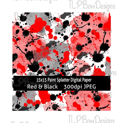 Paint Splatter-watercolor Mix Red and Black Digital - Etsy