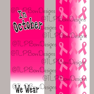 Wear Pink In October Cheer Bow Sublimation download Sublimation Strips