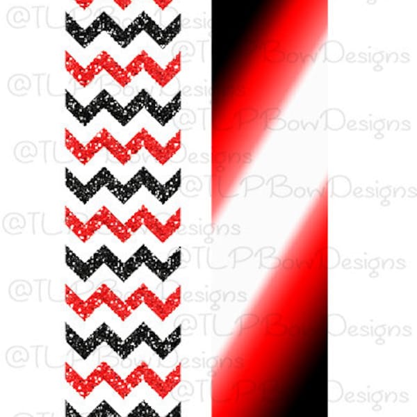 Red Blk Chevron Ombre -Cheer Bow Sublimation download Sublimation Strips