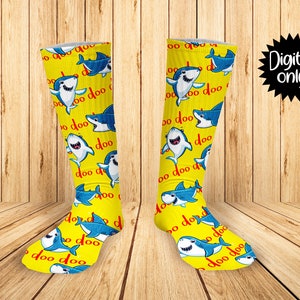 Shark DooDooDoo Print Sock Sublimation PNG DOWNLOAD