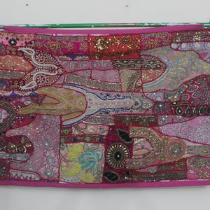 Vintage Patchwork Tapestry: Hand-Stitched Indian Cotton Wall Hanging