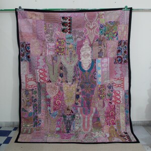 Vintage Patchwork Tapestry: Handmade Indian Cotton Wall Hanging