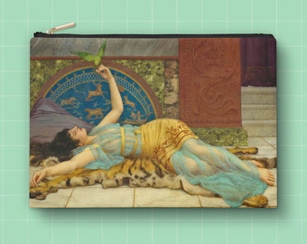Canvas Pouch Art J. W. Godward, Dolce far niente - Accessory - Romantic clutch bag - Cosmetic bag - art pouch