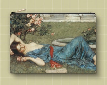 Canvas Pouch J. W. Waterhouse, Sweet Summer - Accessory art design - makeup bag - pencil bag - luxury pouch - romantic pouch -