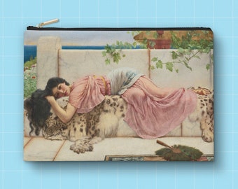 Pouch Art J. W. Godward, When the heart is young - pink - cosmetic bag - clutch bag - fashion - pencil case - pouch art design