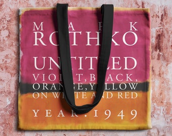 Rothko tote bag, unsex bag, - Violet, Black, Orange, Yellow on White and Red - Tote Bag - art work bag - Matk Rothko art - fashion bag