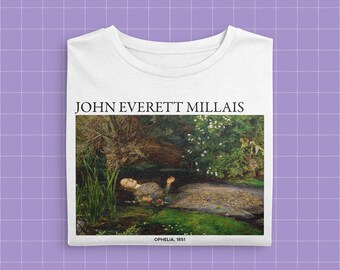 Ophelia T shirt, John Everett Millais - indie aesthetic - Ophelia - t shirt fashion - moda - art work - cotton vegan - fashion design