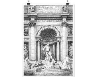 Rome Trevi Fountain - monuments - Photography Black and White - Big Poster - fine art - architecture