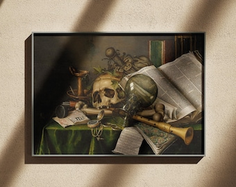 Edwaert Collier - Vanitas. Still Life with Books, Manuscripts and a Skull. 1663 - Fine Art poster