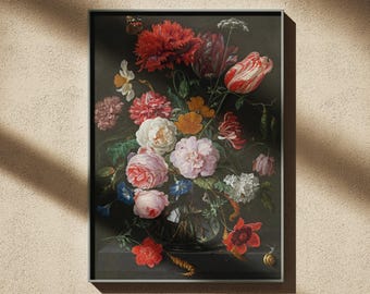 Jan Davidsz de Heem - Still Life With Flowers in Glass Vase, 1660 - Fine Art poster