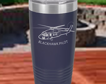 Helicóptero UH-60 Blackhawk, regalo de piloto, regalo de tripulación aérea, vaso de café de 20 oz