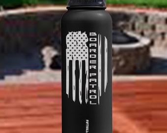 Border Patrol Distressed Flag,  First Responder, Essential, 40 Ounce Water Bottle