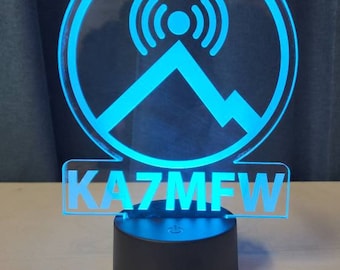 Letrero LED acrílico personalizado para radioaficionados, regalo para radioaficionados