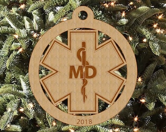 Doctor Wood Ornament, MD Ornament, Christmas Ornament, Personalized Ornament, Handmade Ornament,