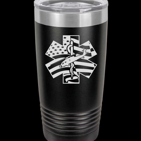 Flight Medic Tumbler, Helicopter Medic Polar Camel Tumbler, With Flag