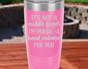 Snarky, No es un dedo medio, es un unicornio de mano sólo para ti, 20 Ounce Coffee Tumbler