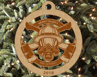 Adorno de madera de bombero personalizado, regalo de bombero grabado