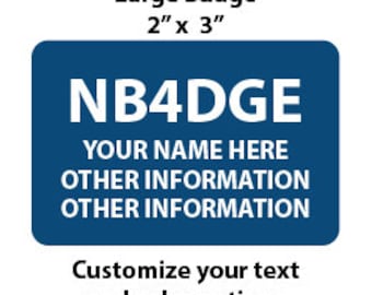 Insignia de nombre de señal de llamada de radioaficionado personalizado, grande