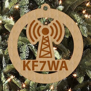 HAM Radio Call Sign Ornament, Amateur Radio, HAM Radio, Birch Ornament