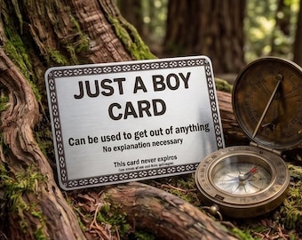 Tarjeta "Just A Boy" Divertida Cartera de Acero Inoxidable Novedosa Recuerdo