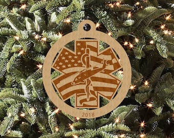 Adorno de madera de médico de vuelo, adorno navideño de helicóptero personalizado