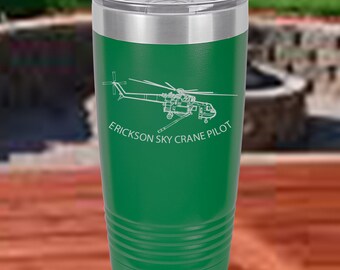 Helicóptero de grúa de aire Erickson, regalo de piloto, regalo de tripulación, vaso de café de 20 onzas