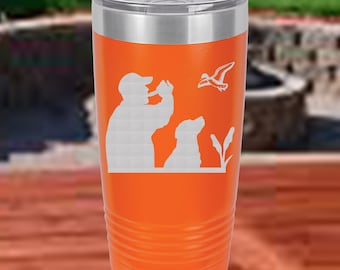 Vaso polar de caza de patos, con diseño de hombre y perro, 20 onzas