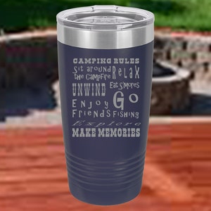 Camp Rules, Camping, Campfire, Camping Gift, Camper Gift, 20 Ounce Coffee Tumbler