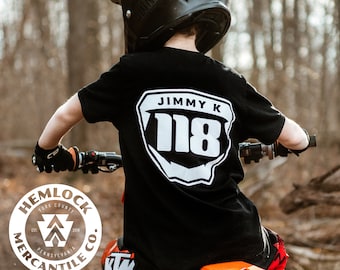 Personalized Motocross Number Plate YOUTH Gildan Dryblend 50/50 T-Shirt | Kids MX Racing Shirt