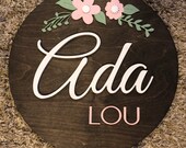 Stained wooden circle w Name. Nursery Name Sign. 1 4 in thick letters. 3D Letters. Wedding Name Sign. Personalized. Customizable. CNC Router