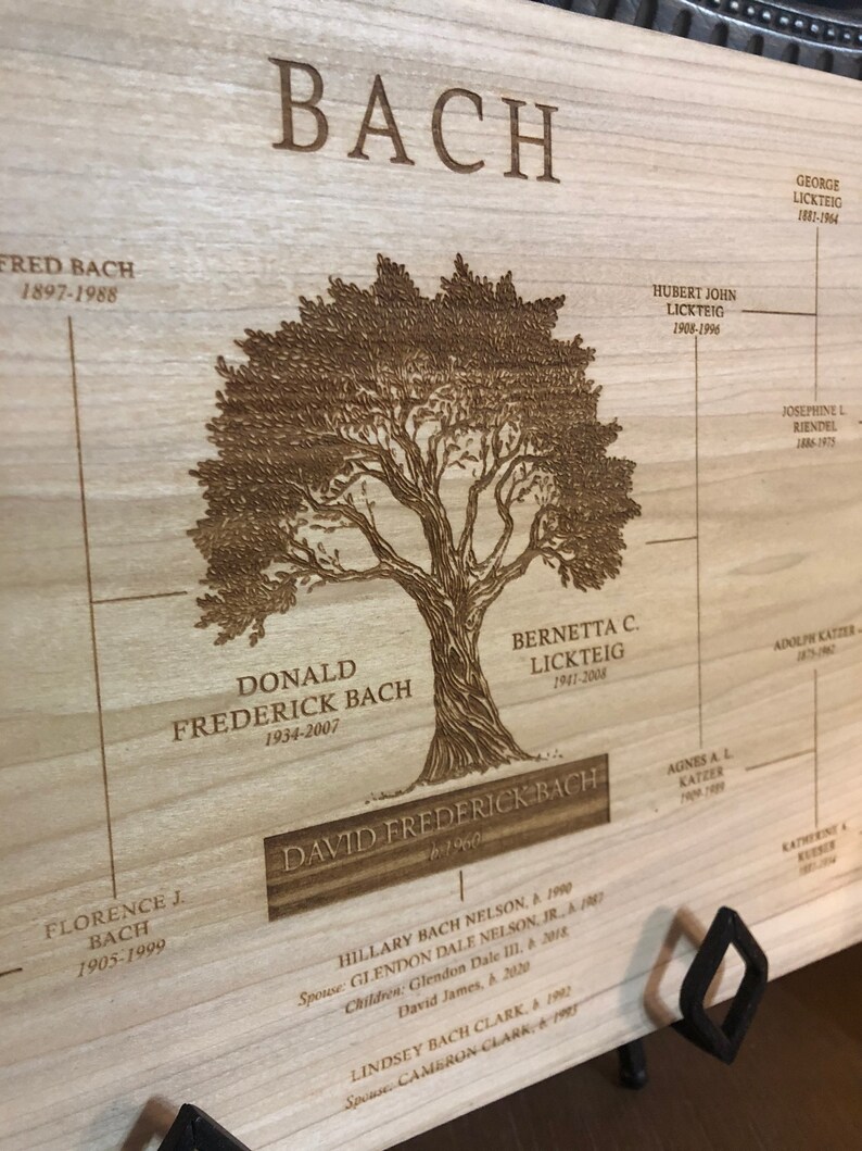 Laser engraved 4 Generation Chart. family tree. Genealogy. 4 Etsy