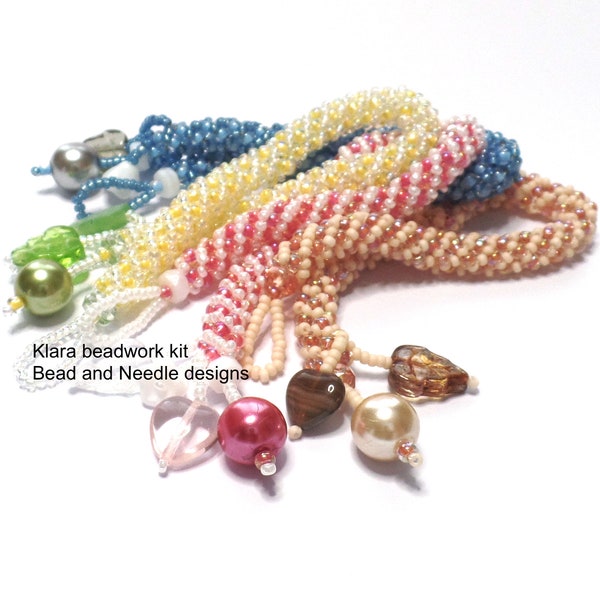 KIT - KLARA Netted Spiral Bracelet Kit - suitable for beginners, 4 colour choices. PDF pattern included.