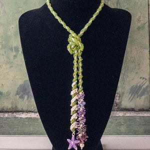 BEADWORK TUTORIAL Shoreline beaded necklace, lariat necklace, seed bead necklace, also available as a kit. Designed by Rebecca Webster image 6