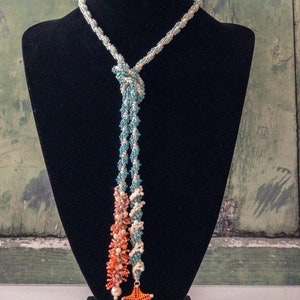 BEADWORK TUTORIAL Shoreline beaded necklace, lariat necklace, seed bead necklace, also available as a kit. Designed by Rebecca Webster image 5