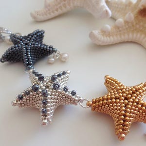 BEADWORK TUTORIAL - The Mermaid&#39;s Pendant, 3D Starfish, necklace, bracelet, earrings, keyring, pendant, designed by Rebecca Webster