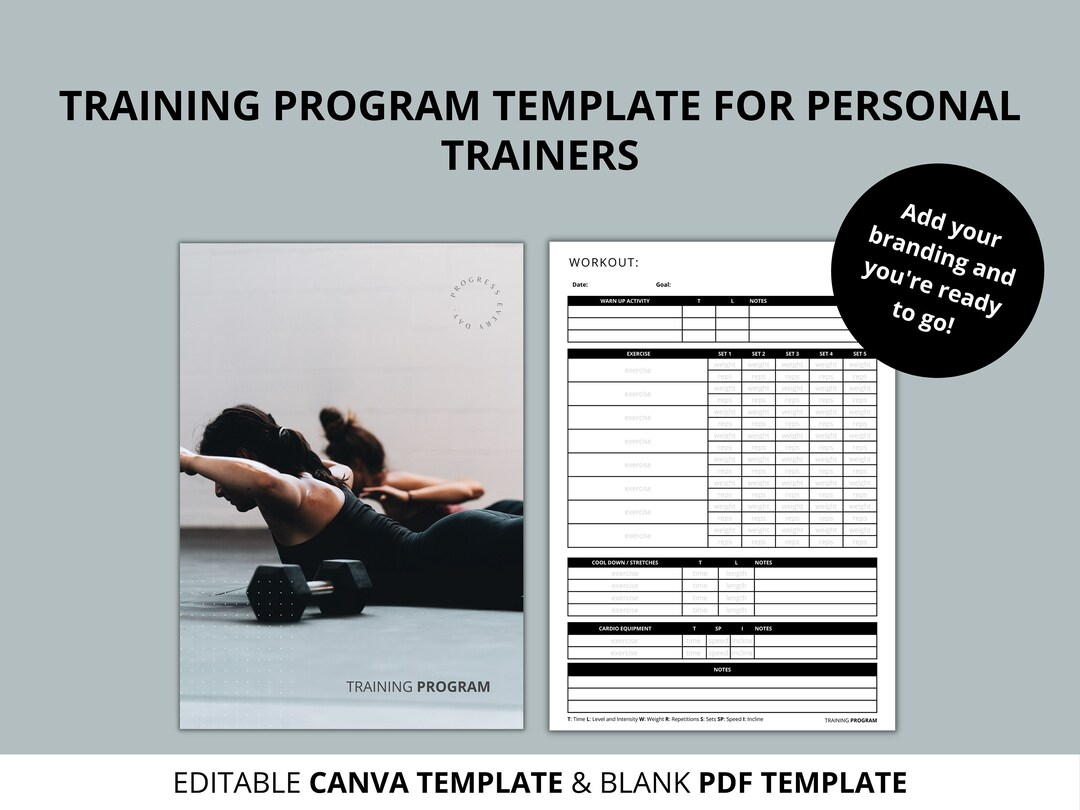Workout Templates for Personal Trainers, Workout Log, Gym Training Log ...