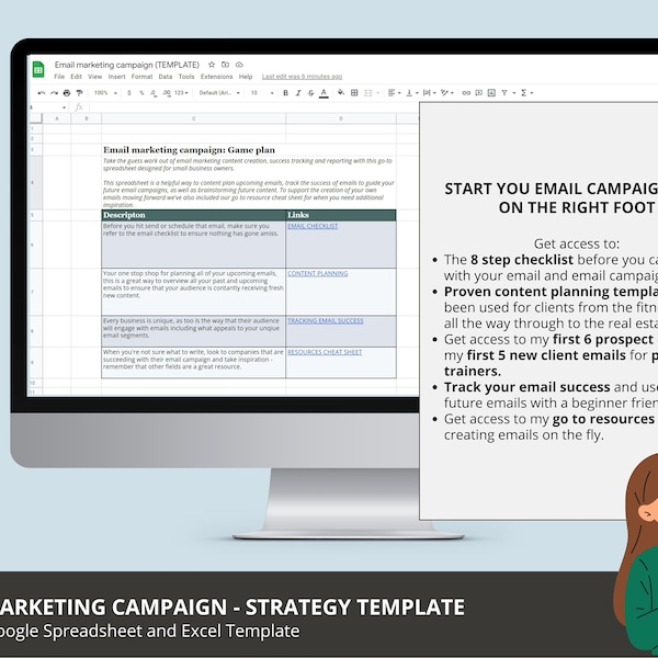 Email Marketing Campaign for Personal Trainers | Google Spreadsheet and Excel Email Marketing Strategy Template