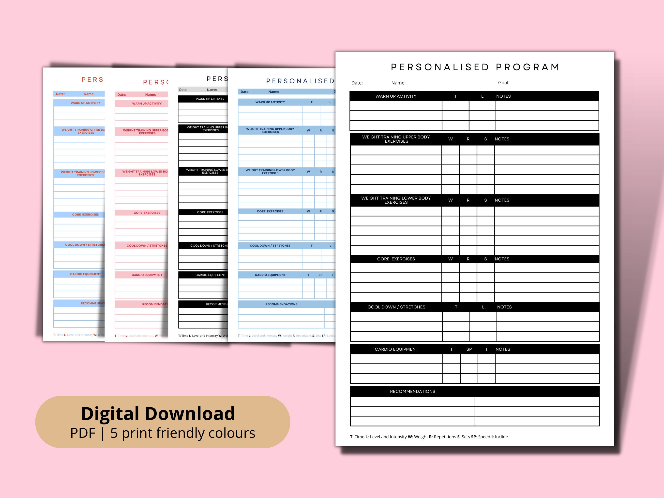 Minimalist Printable Workout Log Template (A4 PDF) - Etsy