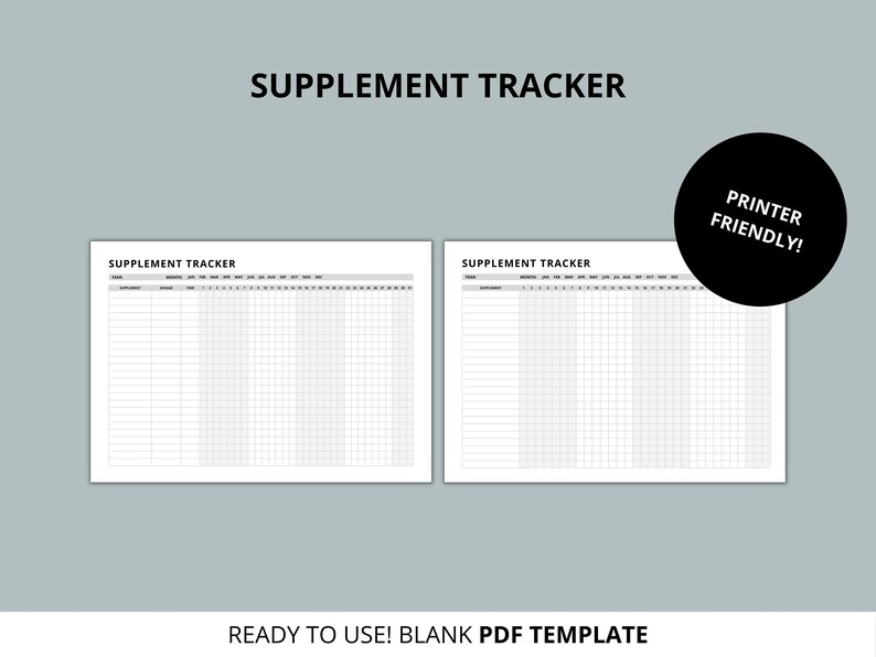 Supplement Sheet.pdf Monthly Supplement Tracker With Dosage (PDF) - Etsy