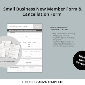 Editable New Member Form and Cancellation Form | Canva Form Template