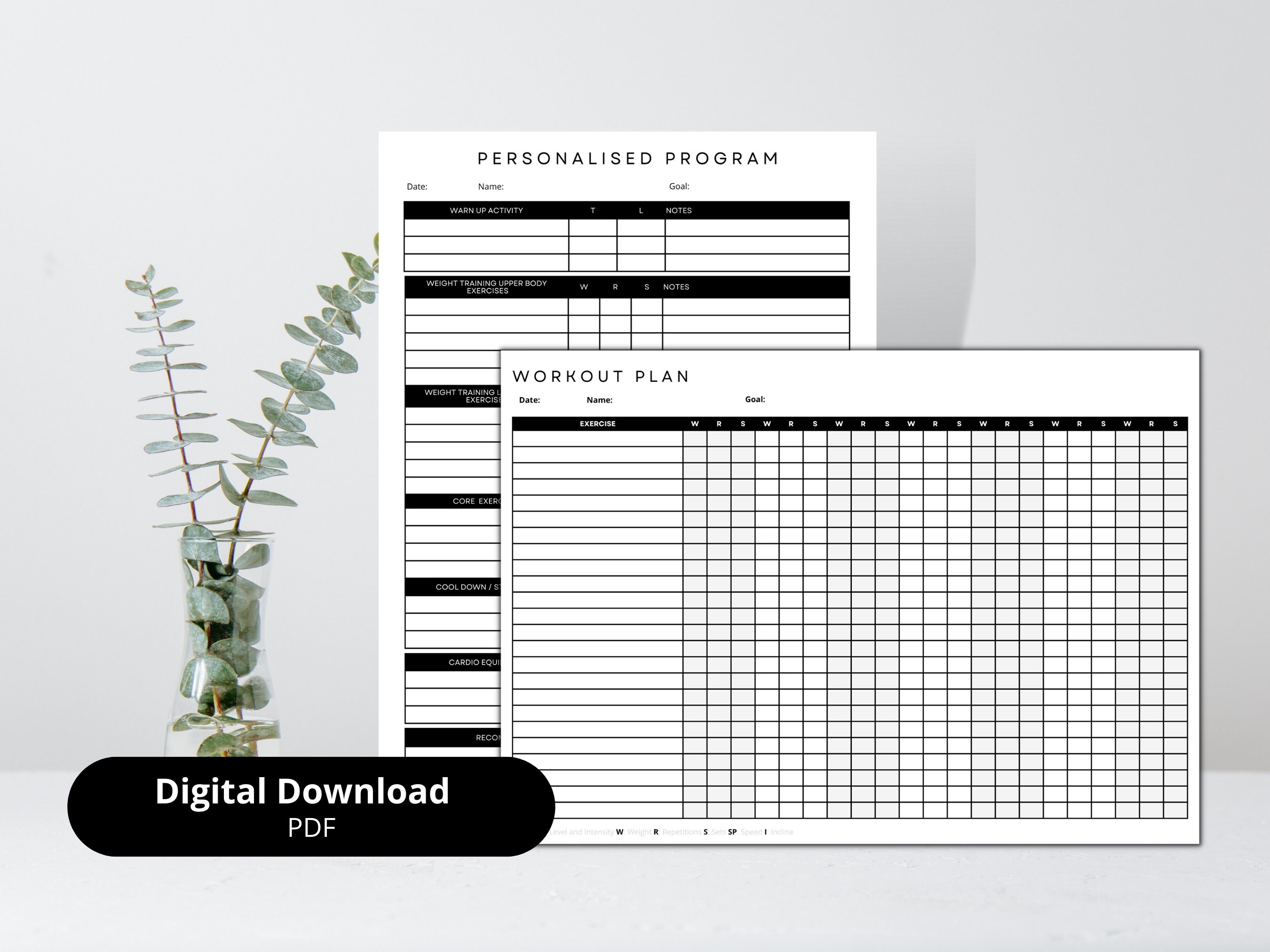 Minimalist Printable Workout Log Template (A4 PDF) - Etsy