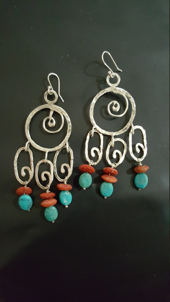 Hammered Sterling Chandelier Earrings