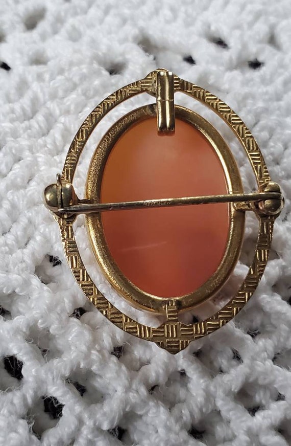 Cameo Brooch/Pendant 14k Gold Overlay - image 5