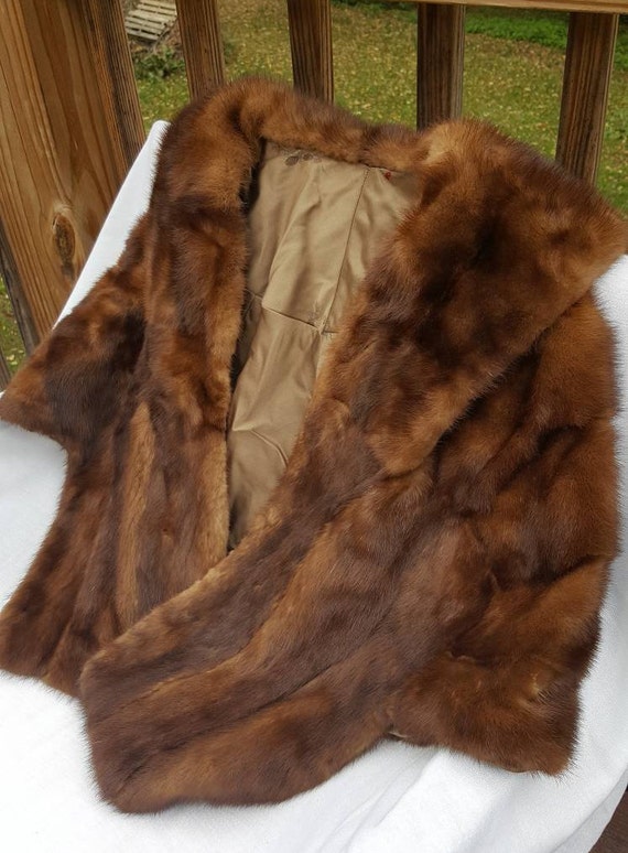 Pin-up Genuine Fur Stole Wrap Cape-  Vintage 1950… - image 1