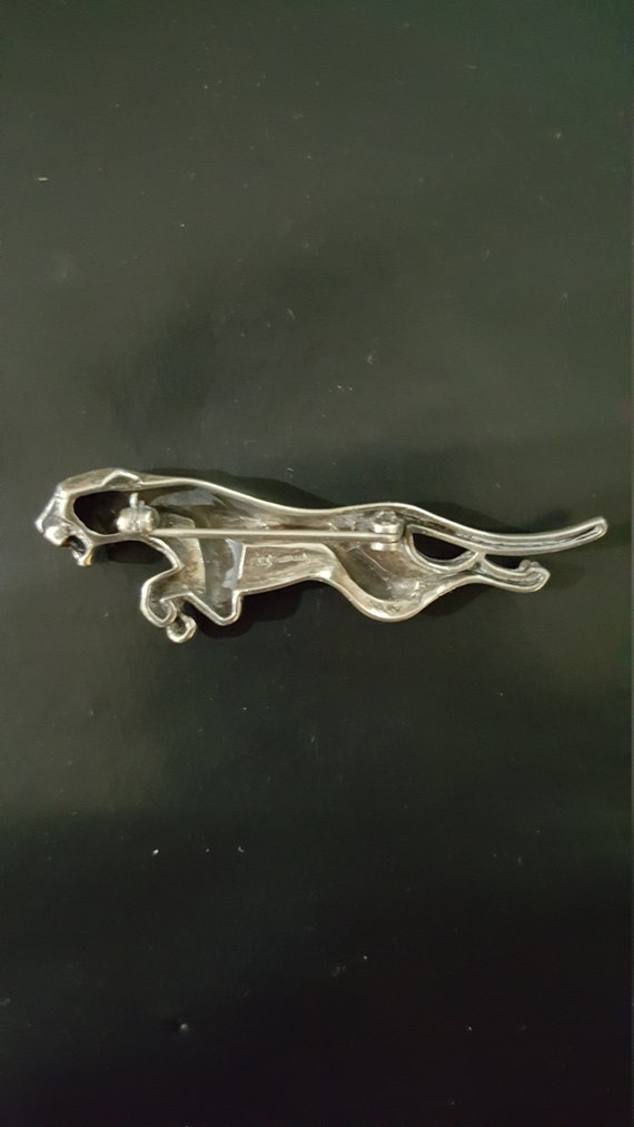 Panther Brooch/Pin with Ruby Eyes Sterling Silver… - image 3