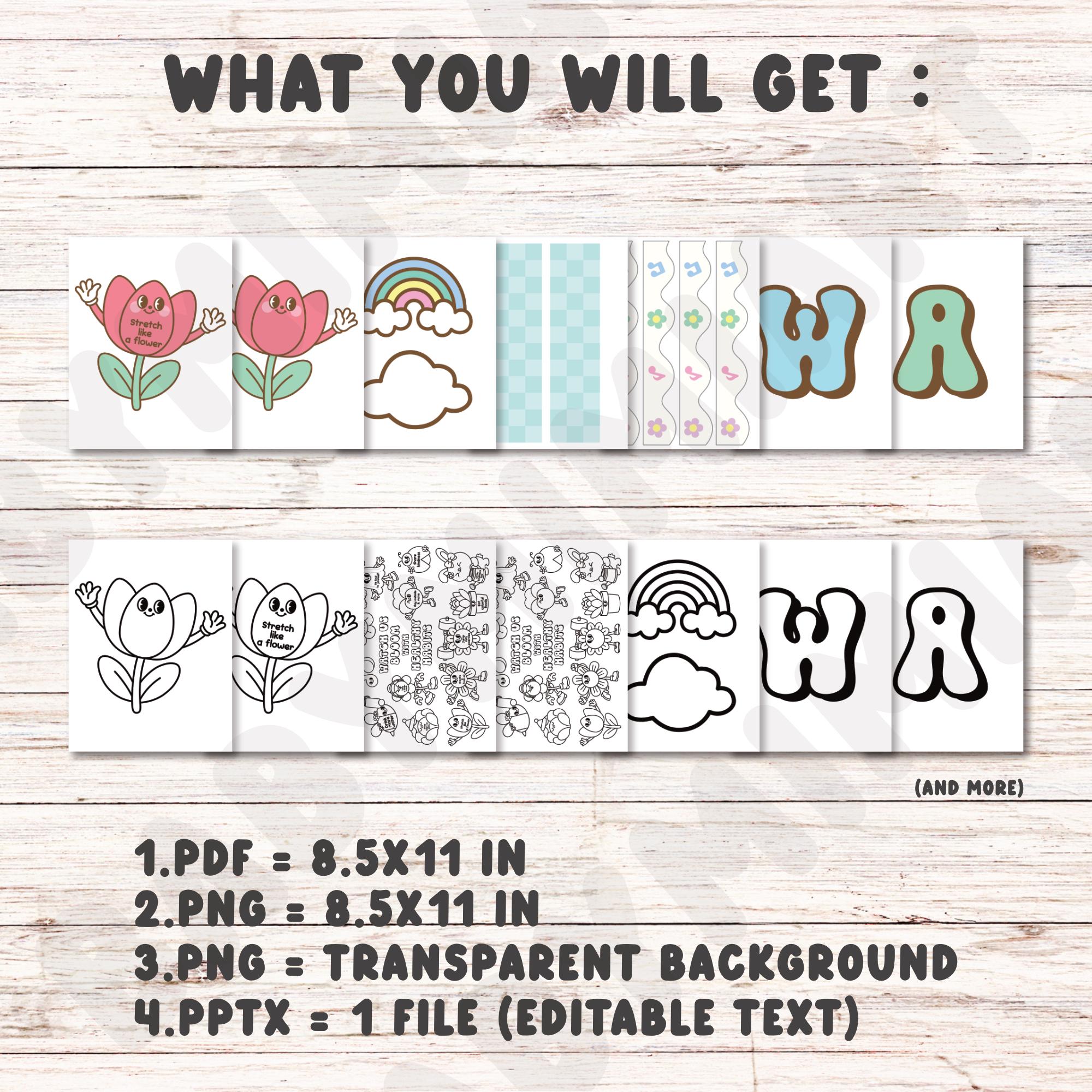 Groovy Retro Spring Flowers Healthy Habits Bulletin Board, March Door ...