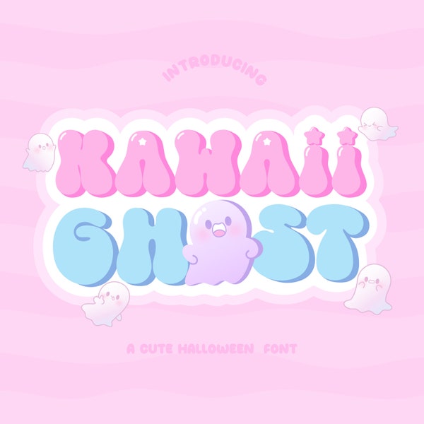 Kawaii Ghost Font, Pastel Goth Font, Creepy Cute Font, Halloween Goovy Retro Font, otf, ttf