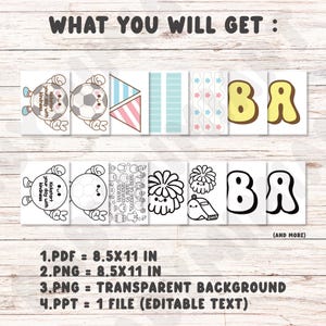 May include: A digital download graphic design with the text "WHAT YOU WILL GET :" and various illustrations, including a soccer ball, pennants, and the letters "BR". The image also includes file format details: PDF, PNG, and PPT.