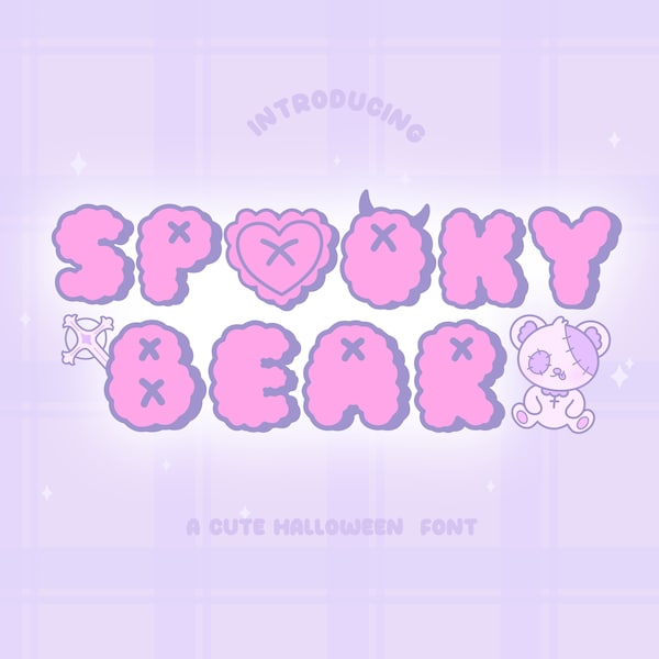 Spooky Bear Font, Pastel Goth Font, Creepy Cute Font, Kawaii Halloween Font, Fluffly Font, otf, ttf