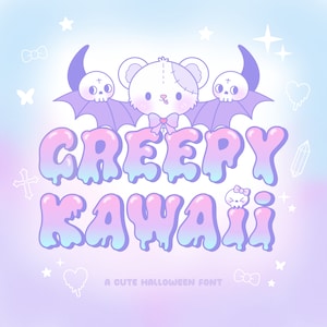 Fuente Creepy Kawaii halloween, Fuente Pastel Goth, Fuente Creepy Cute, Fuente de doodle goteando contorno de Halloween, Fuente de graffiti Slime, otf, ttf